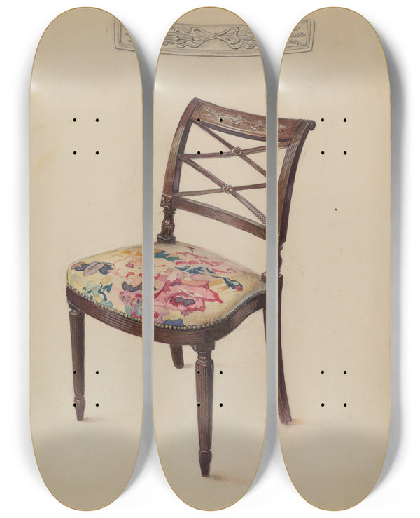 Triptych art skateboard deck of Bernard Gussow Side Chair_2 by Bernard Gussow