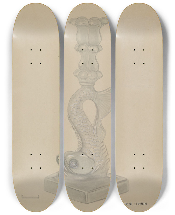Triptych art skateboard deck of Gertrude Lemberg Candlestick_3 by Gertrude Lemberg (20-)