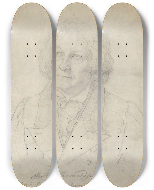 Triptych art skateboard deck of Nicaise De Keyser The Sculptor Bertel Thorwaldsen by Nicaise De Keyser (1813-1887)