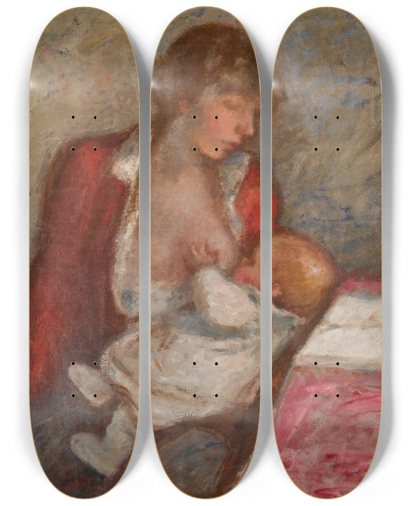 Triptych art skateboard deck of Georges Despagnat Maternit by Georges d'Espagnat (1870-1950)