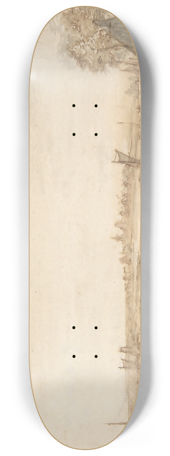 Abraham de Verwer - Canal Landscape with Figures 8.25 inch art skate deck