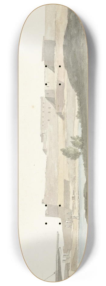 Abraham-Louis-Rodolphe Ducros - Gezicht op het kasteel in de haven van Barletta 8.25 inch art skate deck