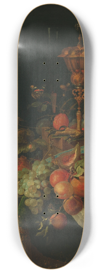 Abraham Mignon - Still Life with Fruit and a Beaker on a Cocks Foot 8.25 inch art skate deck