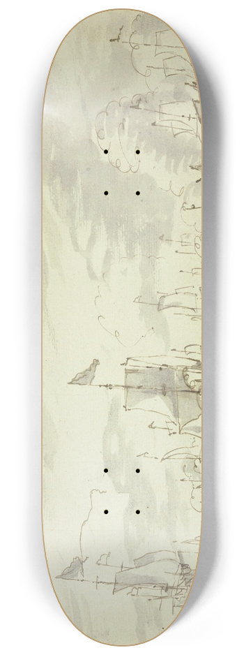 Abraham Storck - Seegefecht, vorne rechts ein sinkendes Schiff 8.25 inch art skate deck