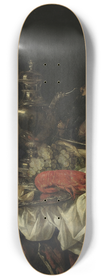 Abraham van Beijeren - Still life with a silver pitcher 8.25 inch art skate deck