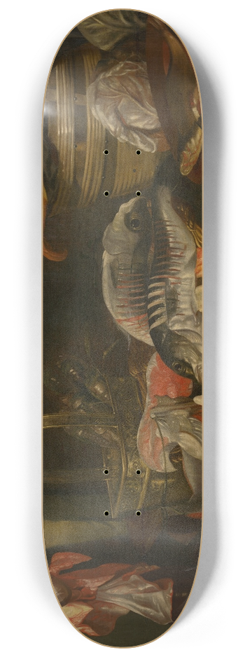 Abraham van Beyeren - Still Life with Fish 8.25 inch art skate deck