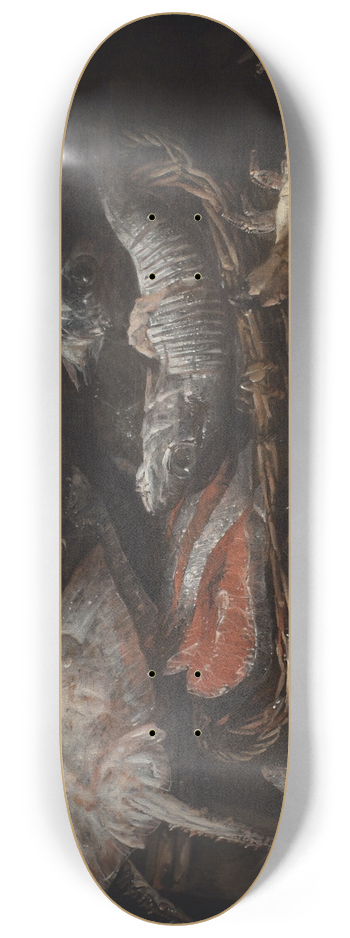 Abraham van Beyeren - Still Life With Fish On A Stone Table 8.25 inch art skate deck