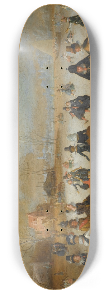Adam van Breen - Winter Landscape with Skaters 8.25 inch art skate deck