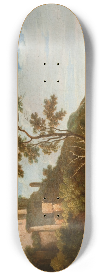 Adolf Fryderyk Harper - Landscape with Castle Ruins 8.25 inch art skate deck