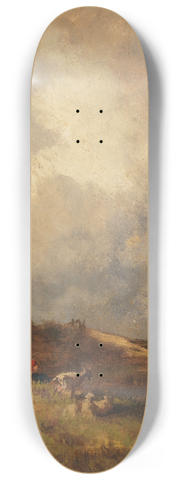 Adolf Heinrich Lier - Kstenlandschaft mit Windmhle 8.25 inch art skate deck
