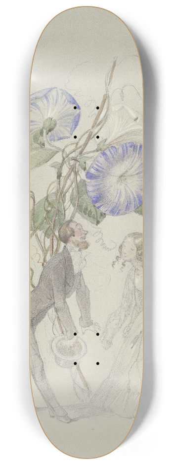 Adolf Schrdter  - Ein Bouquet von blauen Winden, darunter ein sich voreinander verbeugendes Paar 8.25 inch art skate deck