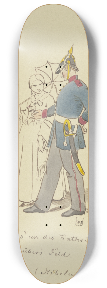Adolf Schrdter  - Preuischer Soldat und junge Frau mit Schirm 8.25 inch art skate deck