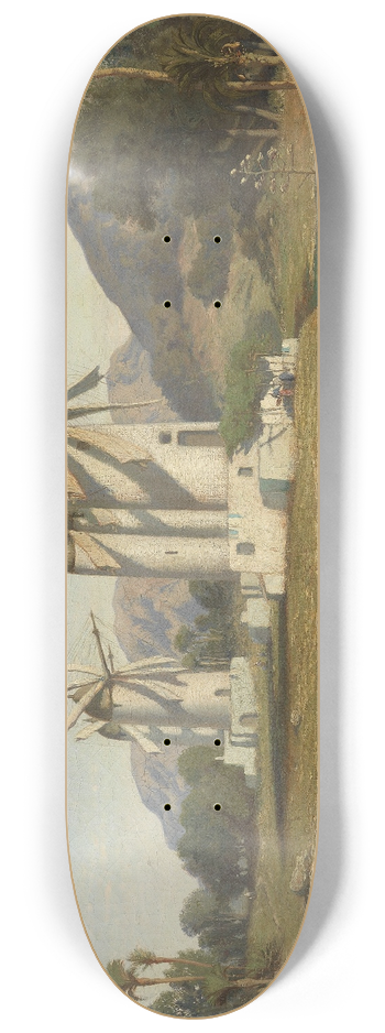 Adolphe-Paul-Emile Balfourier - Windmills in Mallorca 8.25 inch art skate deck