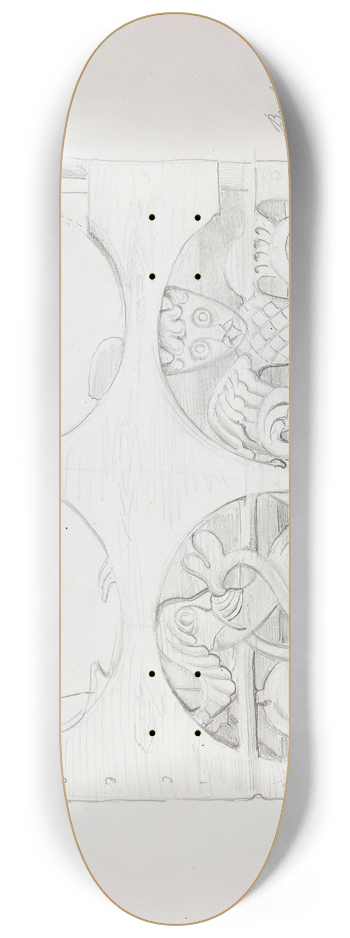 Adolph Tidemand - Bakside av brudestol, Bergen museum 8.25 inch art skate deck