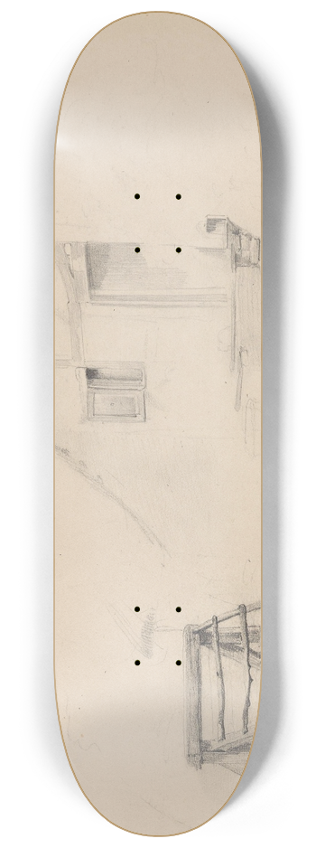 Adolph Tidemand - Courtyard with well 8.25 inch art skate deck