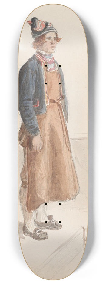 Adolph Tidemand - Draktstudie, Leksand 8.25 inch art skate deck