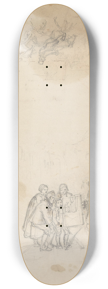 Adolph Tidemand - Figurgruppe rundt et bilde 8.25 inch art skate deck