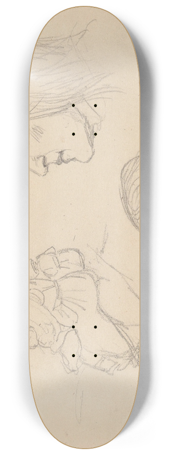 Adolph Tidemand - Figurgruppe; to studier av mannshode 8.25 inch art skate deck