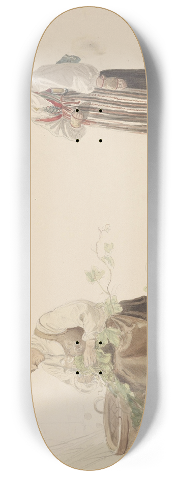 Adolph Tidemand - Kone som plukker ekeblader og Kari Andersdatter 8.25 inch art skate deck