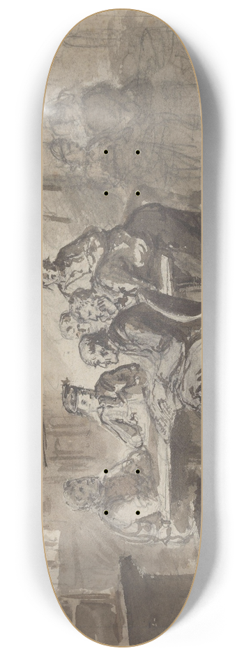 Adolph Tidemand - Menn i samtale rundt bord i bondestue 8.25 inch art skate deck