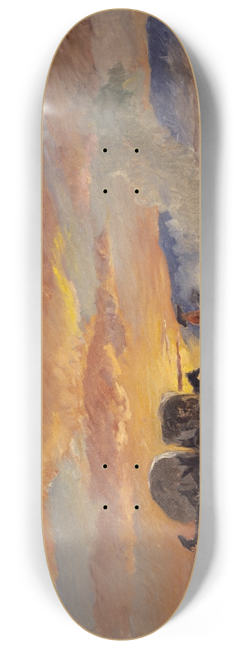 Frank Buchser - Campfire at Sunrise in the Laramie Plains 8.25 inch art skate deck