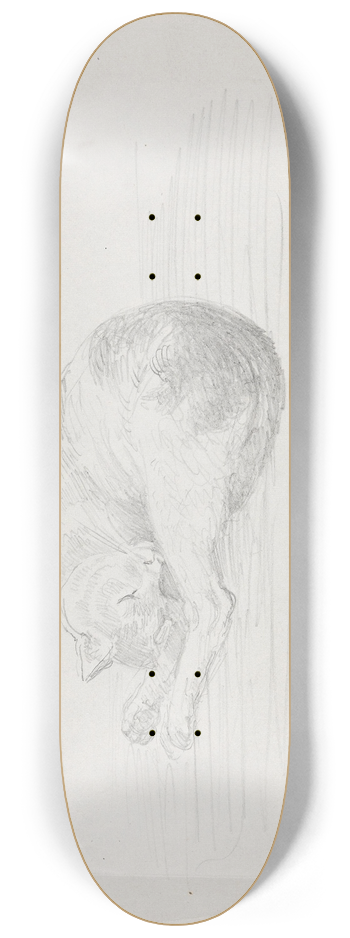 Adolph Tidemand - Sleeping cat 8.25 inch art skate deck