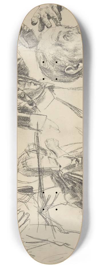 Adolph von Menzel - Study for Heinrich von Kleists Broken Jug 8.25 inch art skate deck