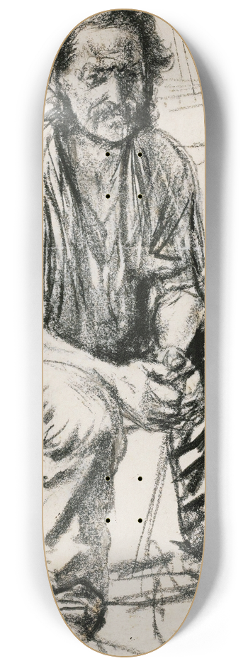 Adolph von Menzel - Young Seated Worker 8.25 inch art skate deck