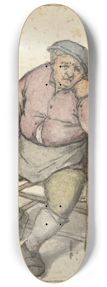 Adriaen van Ostade - Seated Man with a Pipe 8.25 inch art skate deck