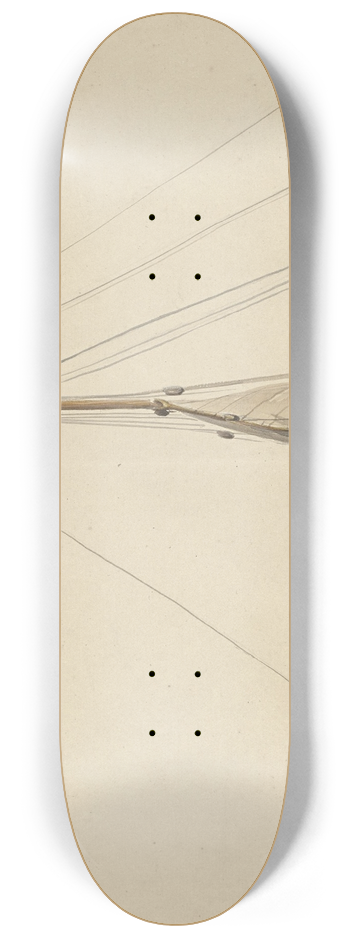 Adrianus Eversen - Twee mannen werkend op een platbodem met gestreken zeilen 8.25 inch art skate deck