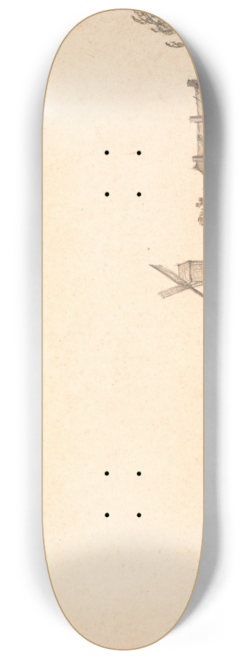 Aelbert Cuyp - Landscape with a windmill 8.25 inch art skate deck