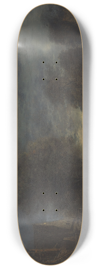 Aert van der Neer - A moonlit landscape, with an inn beside a river 8.25 inch art skate deck