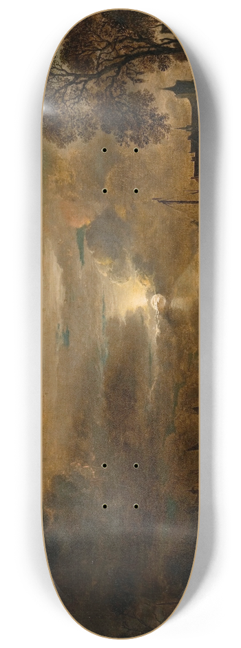 Aert van der Neer - Moonlight at a Dutch River 8.25 inch art skate deck
