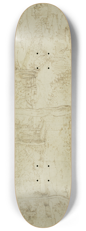 After Cornelius Massys - Landscape with Tree in Center 8.25 inch art skate deck