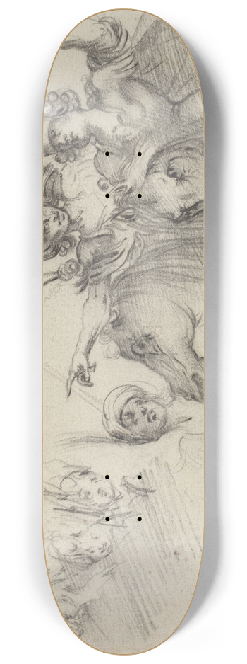 After Jacques Bellange - Figures on Horseback (verso) 8.25 inch art skate deck