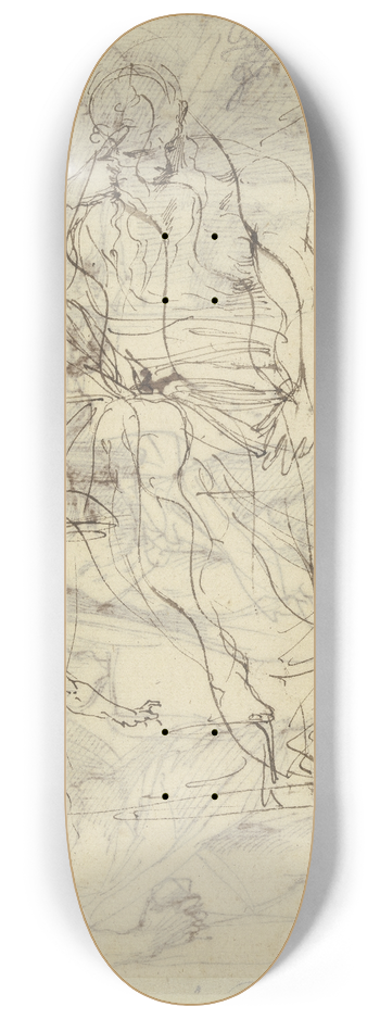 Agostino Carracci - Studien zu einem Heiligen Hieronymus 8.25 inch art skate deck