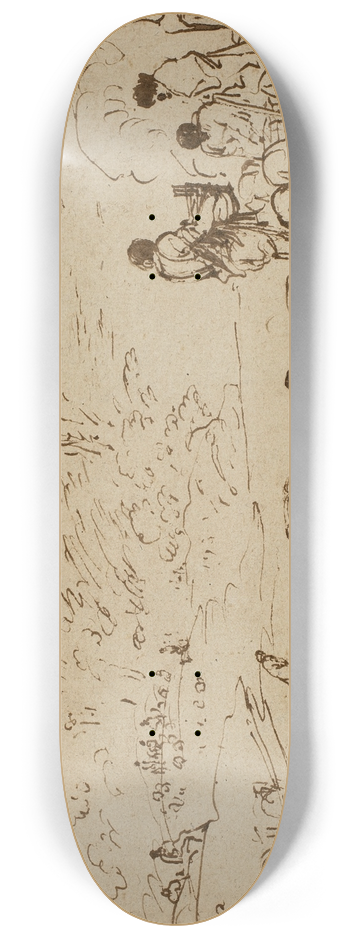 Agostino Tassi - Group of Figures by a River 8.25 inch art skate deck