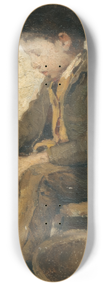 Albert Anker - SittingBoy Peeling Vegetables 8.25 inch art skate deck