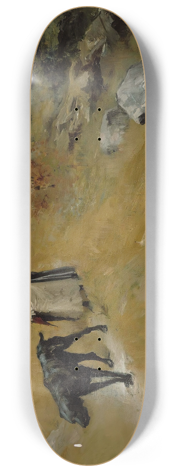 Albert Edelfelt - On The Shore Bank (Annie Edelfelt With A Dog) 8.25 inch art skate deck