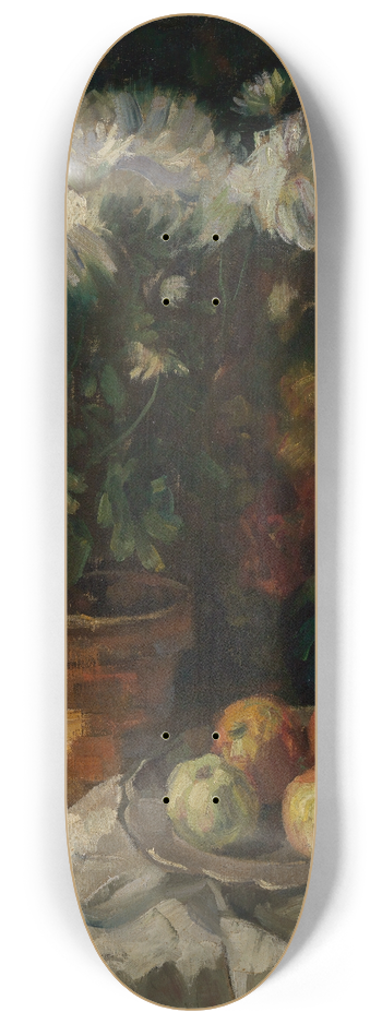 Albert Lang - Stilleben mit weissen Chrysanthemen und pfeln 8.25 inch art skate deck