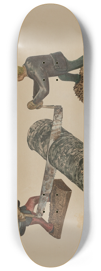 Frank Eiseman - Lumberjacks Sawing a Log 8.25 inch art skate deck