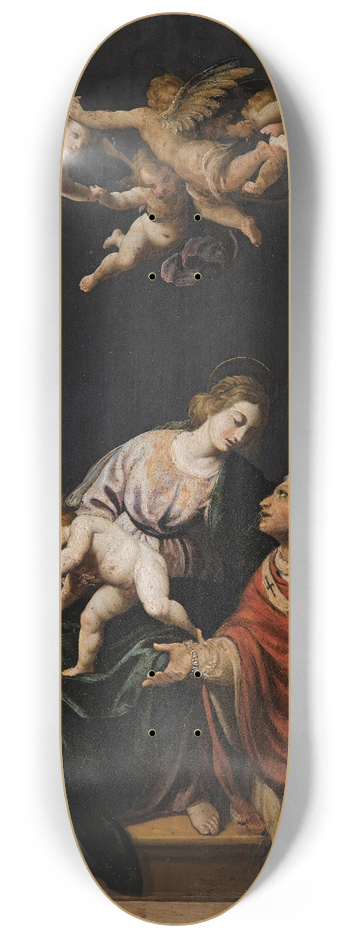 Alessandro Turchi - Pope Gregory Interceding With The Virgen, Jesus Christ And Saint John The Baptist 8.25 inch art skate deck
