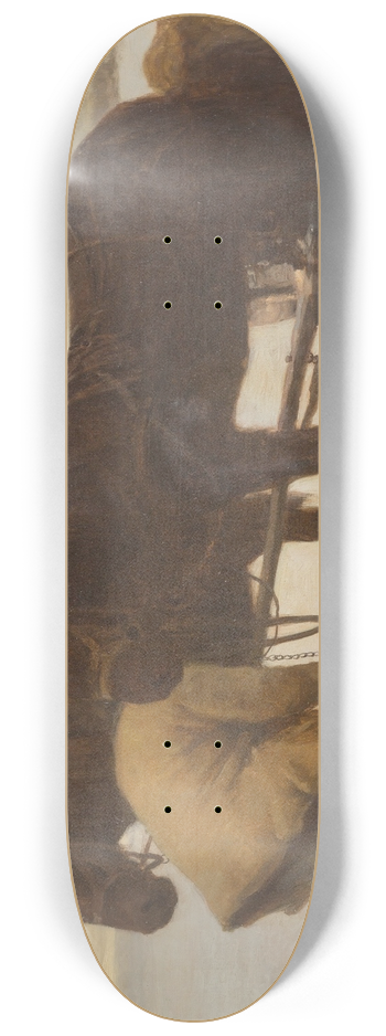 Albert Stagura - Farmer with horse carriage in winter landscape 8.25 inch art skate deck