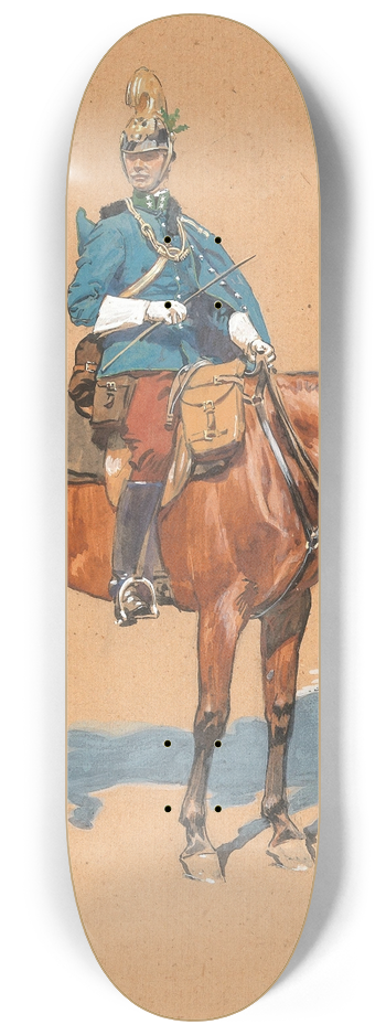Alexander Pock - An imperial, royal dragoon on horseback 8.25 inch art skate deck
