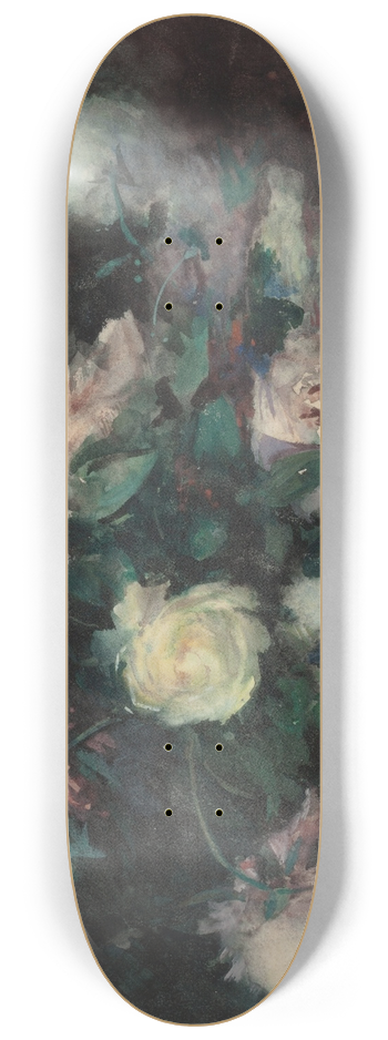 Alexander Theobald Van Laer - Still Life with White Roses 8.25 inch art skate deck