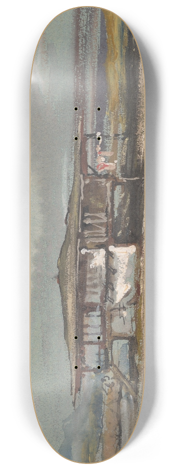 Alexandre-Gabriel Decamps - A House in Turkey 8.25 inch art skate deck