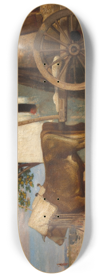 Alexandre-Gabriel Decamps - Oxen before a Farmhouse at Le Verrier 8.25 inch art skate deck