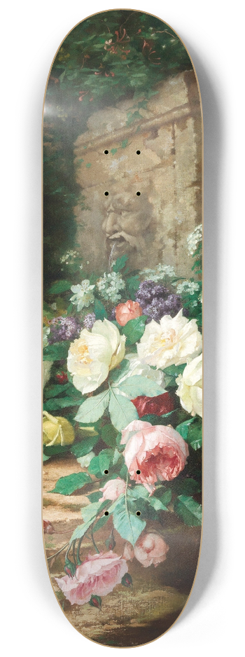 Alexandre Gamba de Preydour - Flowers By An Ancient Fountain 8.25 inch art skate deck