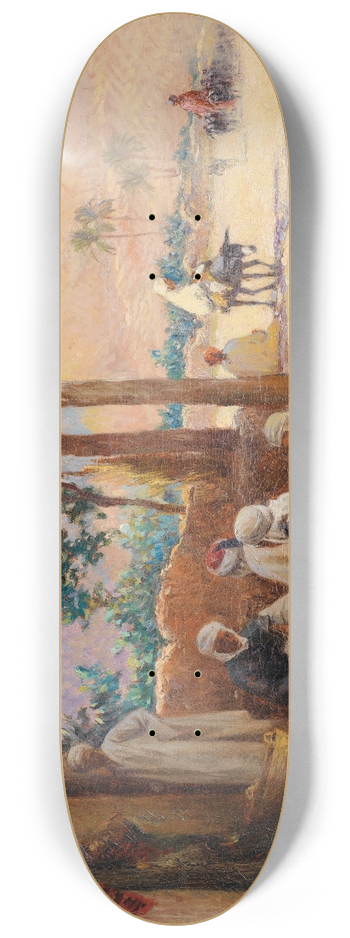 Alexis-Auguste Delahogue - Chess Players In El Kantara 8.25 inch art skate deck