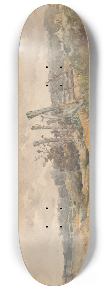 Alfred Downing Fripp - River Landscape 8.25 inch art skate deck